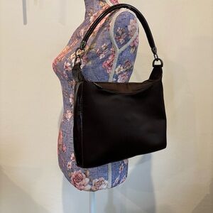 Stuart Weitzman satin and patent leather shoulder bag